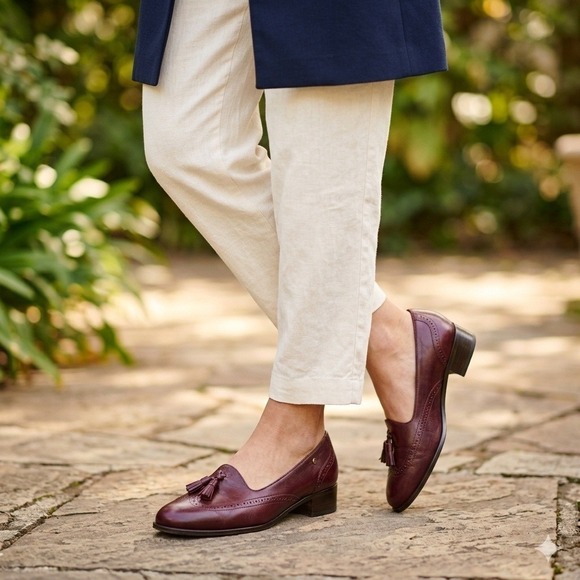 Etienne Aigner Shoes - Etienne Aigner Canterbury Burgundy Leather Tassel Loafers Wingtip Brogue 7.5M
